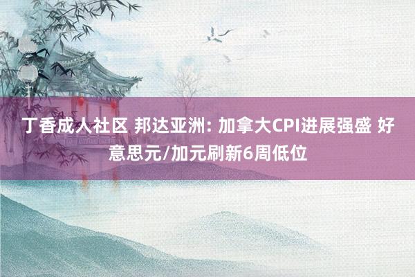 丁香成人社区 邦达亚洲: 加拿大CPI进展强盛 好意思元/加元刷新6周低位