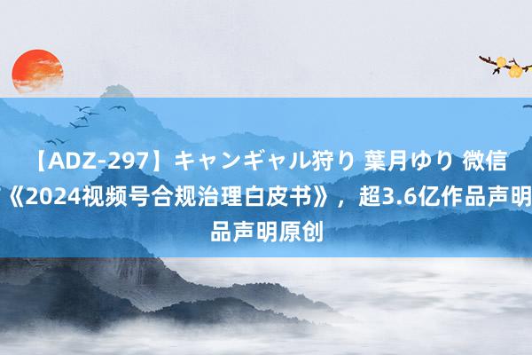 【ADZ-297】キャンギャル狩り 葉月ゆり 微信发布《2024视频号合规治理白皮书》，超3.6亿作品声明原创