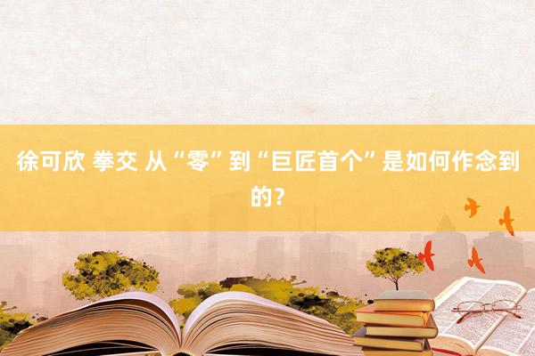 徐可欣 拳交 从“零”到“巨匠首个”是如何作念到的？