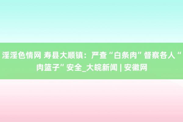 淫淫色情网 寿县大顺镇：严查“白条肉”督察各人“肉篮子”安全_大皖新闻 | 安徽网