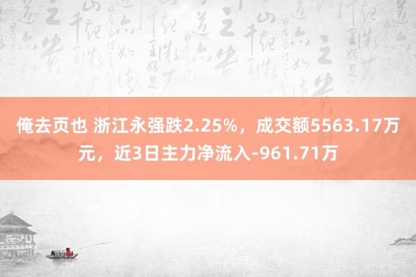 俺去页也 浙江永强跌2.25%，成交额5563.17万元，近3日主力净流入-961.71万